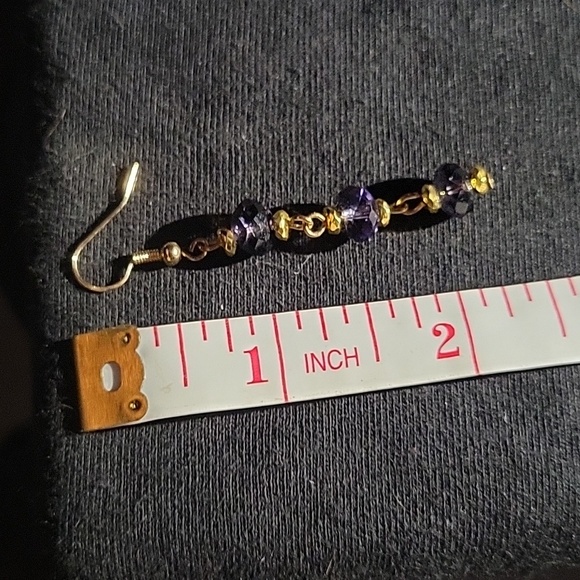 Handcrafted Swarovski Amethyst crystal and hematite earrings - Picture 3 of 6